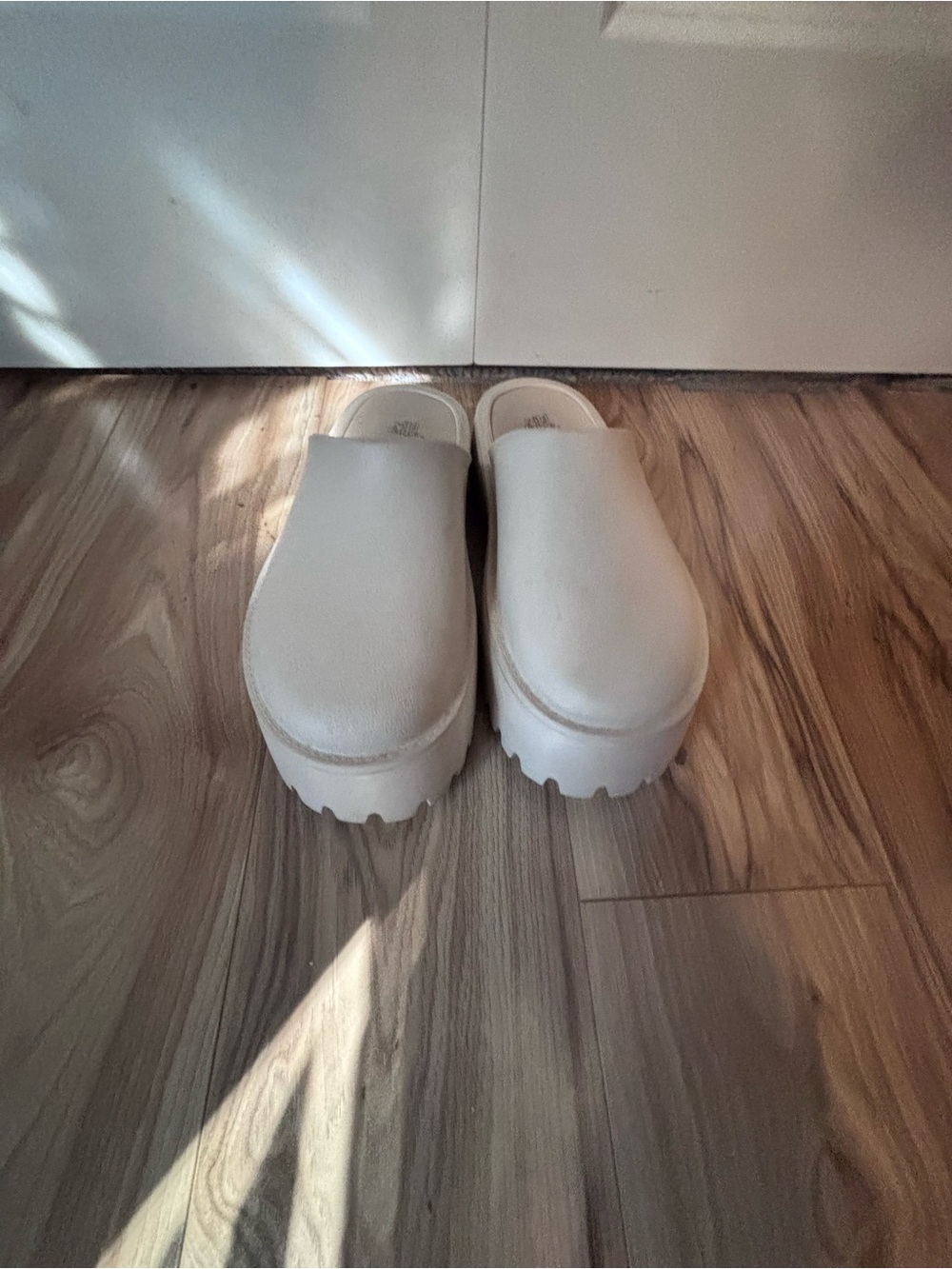 White Platform Slip-On Mules